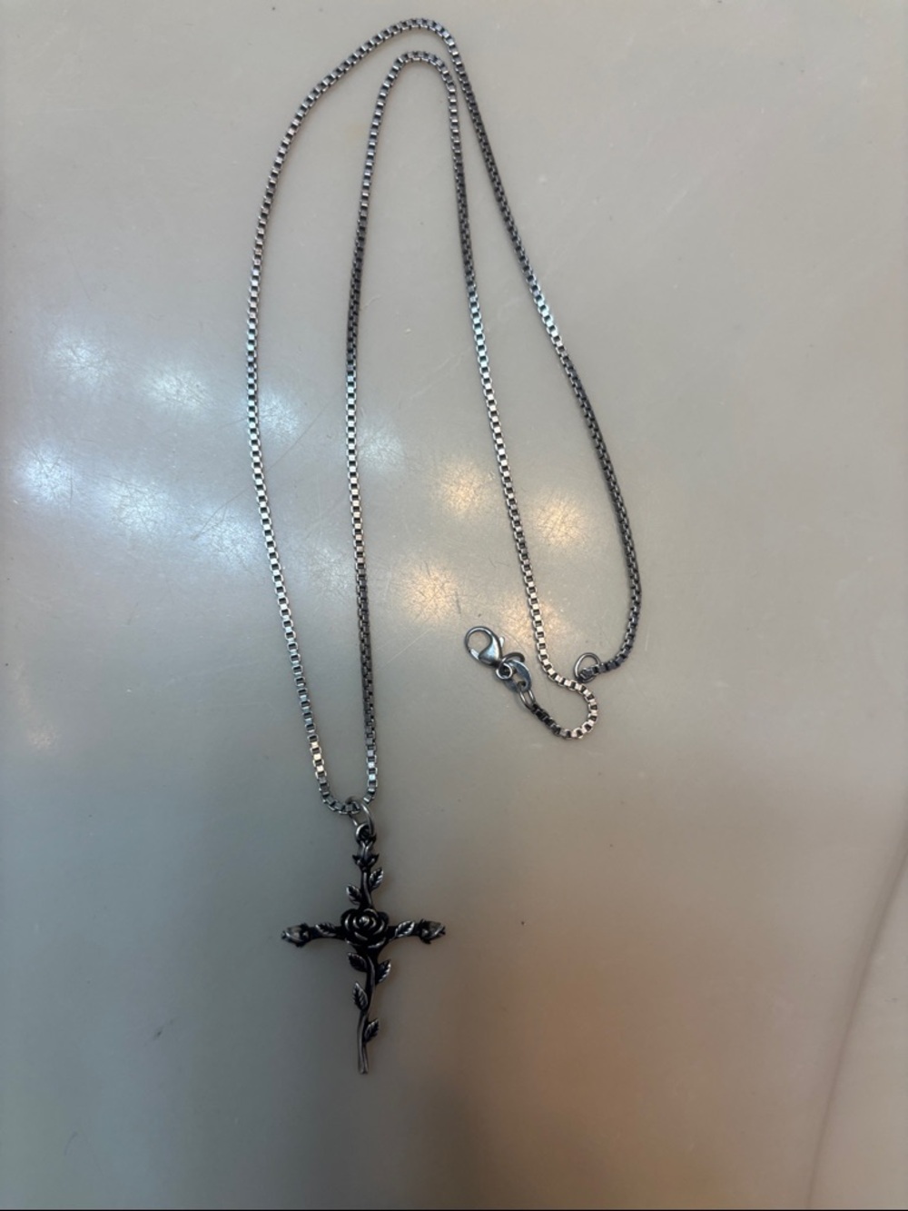 James Avery Silver Rose Cross Necklace